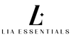 Black logo text reading 'LIA ESSENTIALS' with a stylized letter L and small star detail on a plain white background.